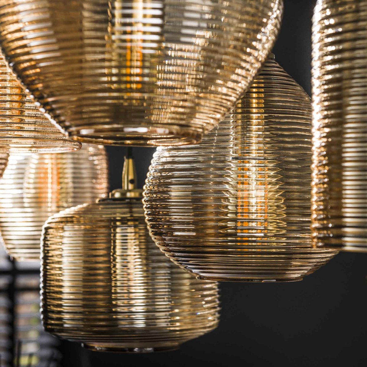 Hanglamp Ranco 7-lichts in amber glas - Afbeelding 5
