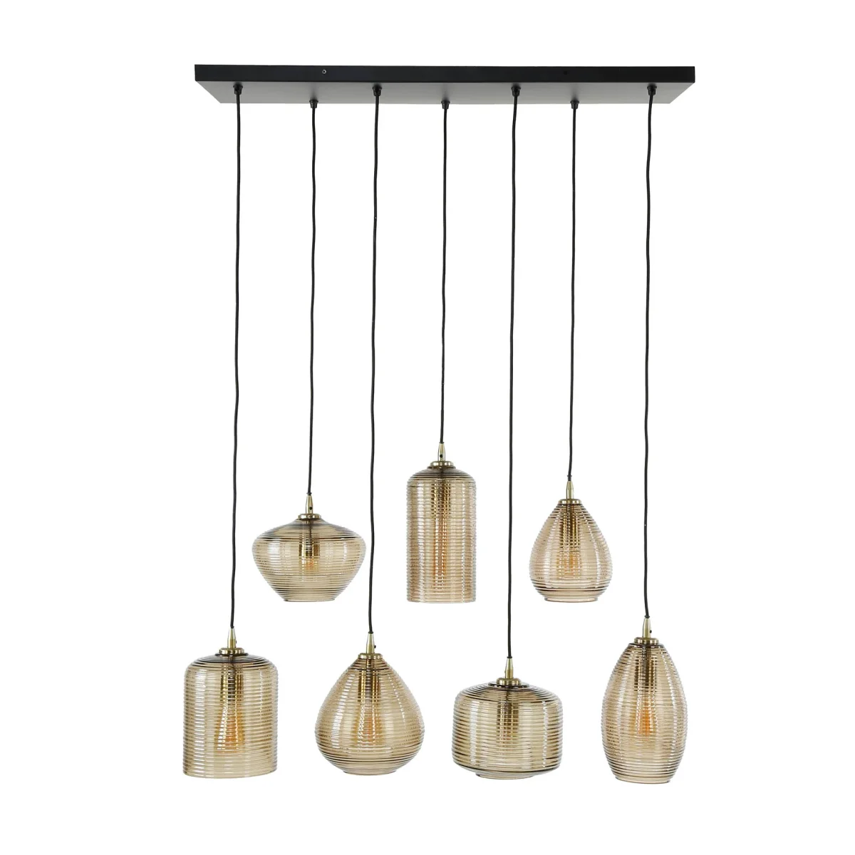 Hanglamp Ranco 7-lichts in amber glas - Afbeelding 7