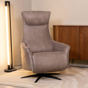 LABEL51 Fauteuil Lund – Taupe – Kunstleder – 2-Motorig – Met Massagefunctie