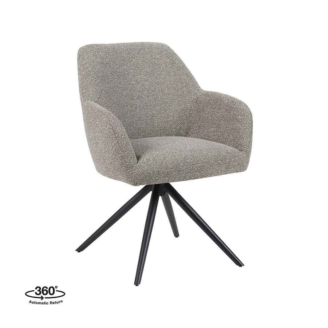 LABEL51 Eetkamerstoel Sayuri – Mushroom – Boucle – Zwart Metalen Frame