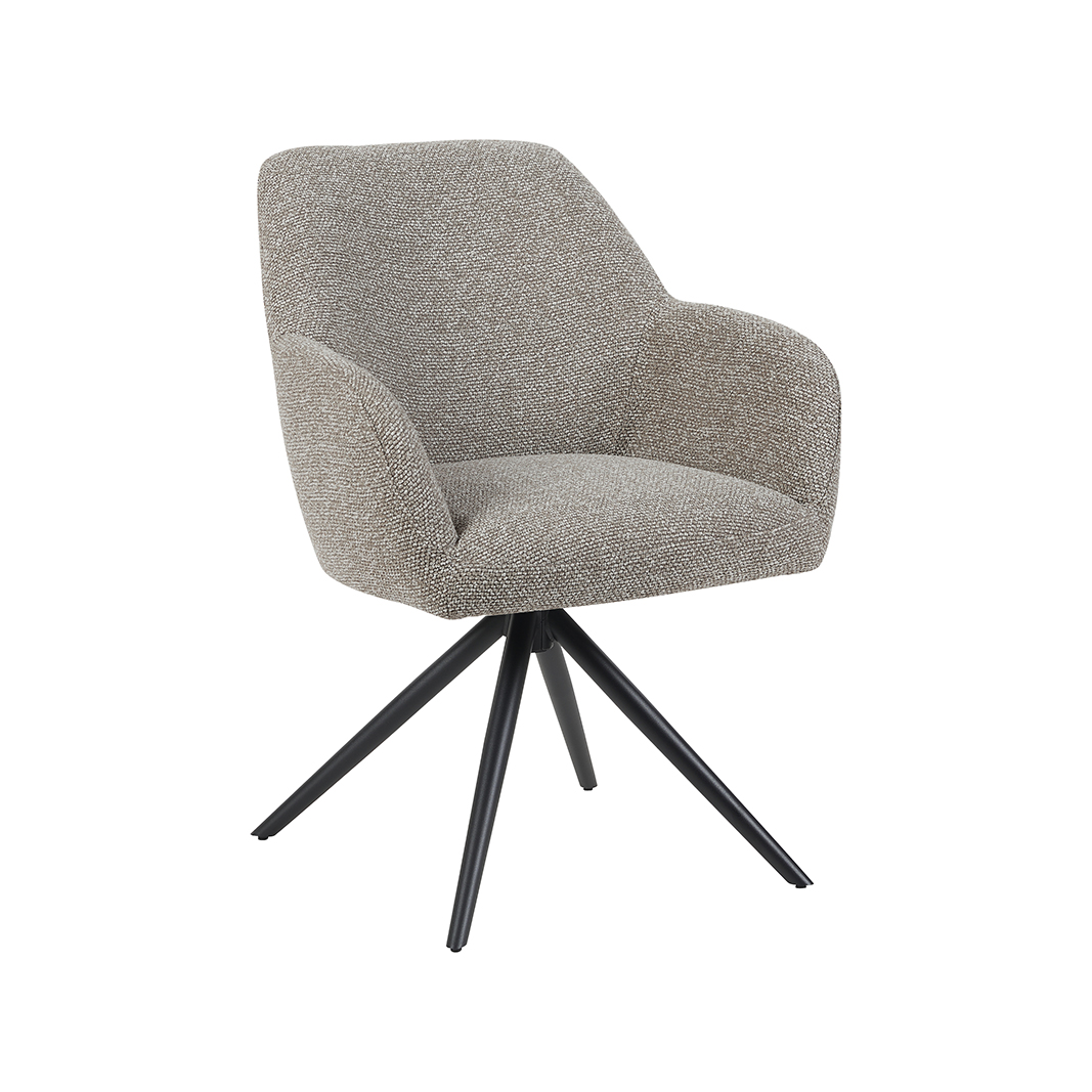 LABEL51 Eetkamerstoel Sayuri – Mushroom – Boucle – Zwart Metalen Frame - Afbeelding 3