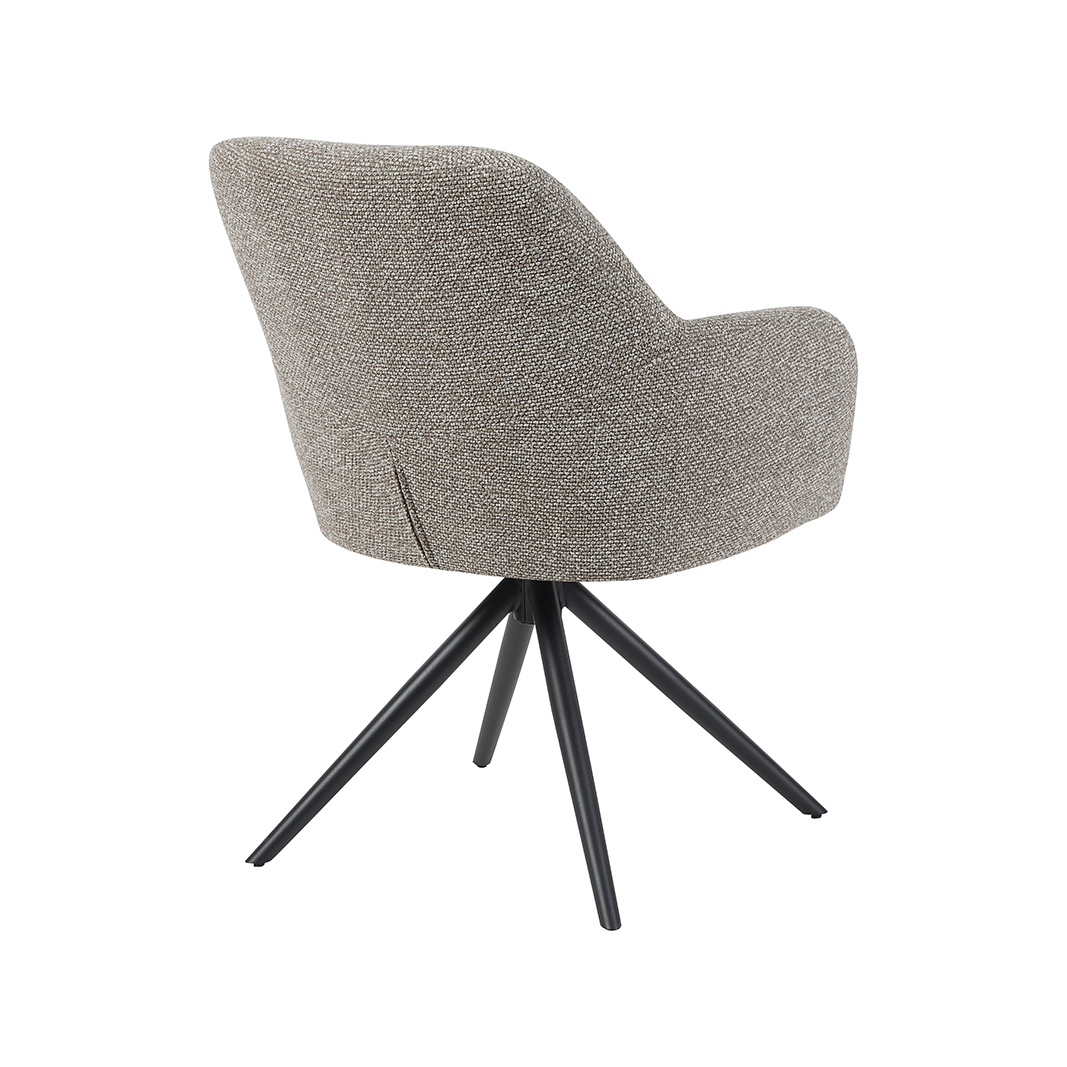 LABEL51 Eetkamerstoel Sayuri – Mushroom – Boucle – Zwart Metalen Frame - Afbeelding 6