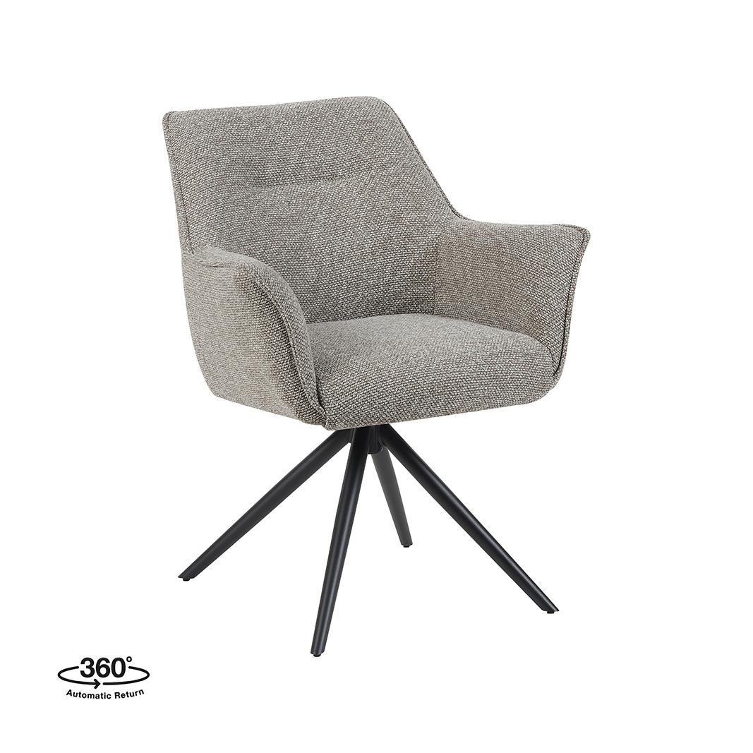 LABEL51 Eetkamerstoel Kimora – Mushroom – Boucle – Zwart Metalen Frame - Afbeelding 2