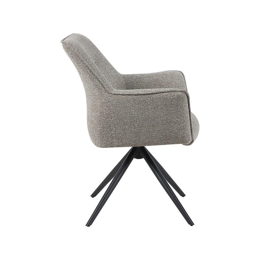 LABEL51 Eetkamerstoel Kimora – Mushroom – Boucle – Zwart Metalen Frame - Afbeelding 4