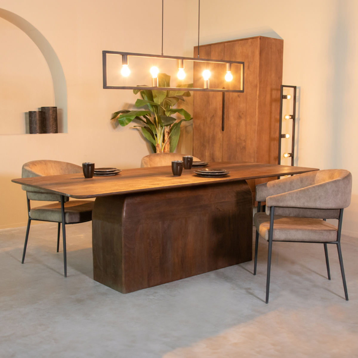 LABEL51 Eetkamertafel Owen – Espresso – Mangohout – 200 cm - Afbeelding 2