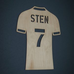 Houten voetbalshirt met naam