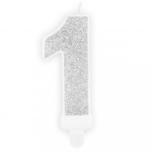 Verjaardag Kaars Nummer 1 – Zilver – PartyDeco