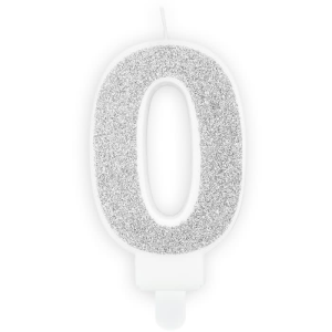 Verjaardag Kaars Nummer 0 – Zilver – PartyDeco